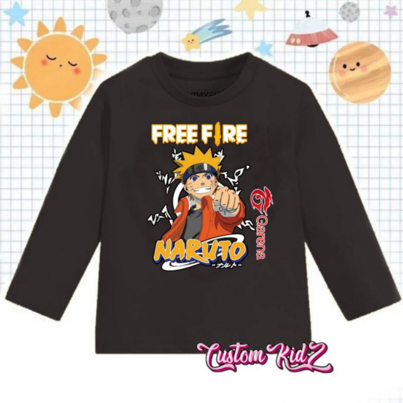 Baju anak kaos anak FF Free fire x Naruto lengan panjang