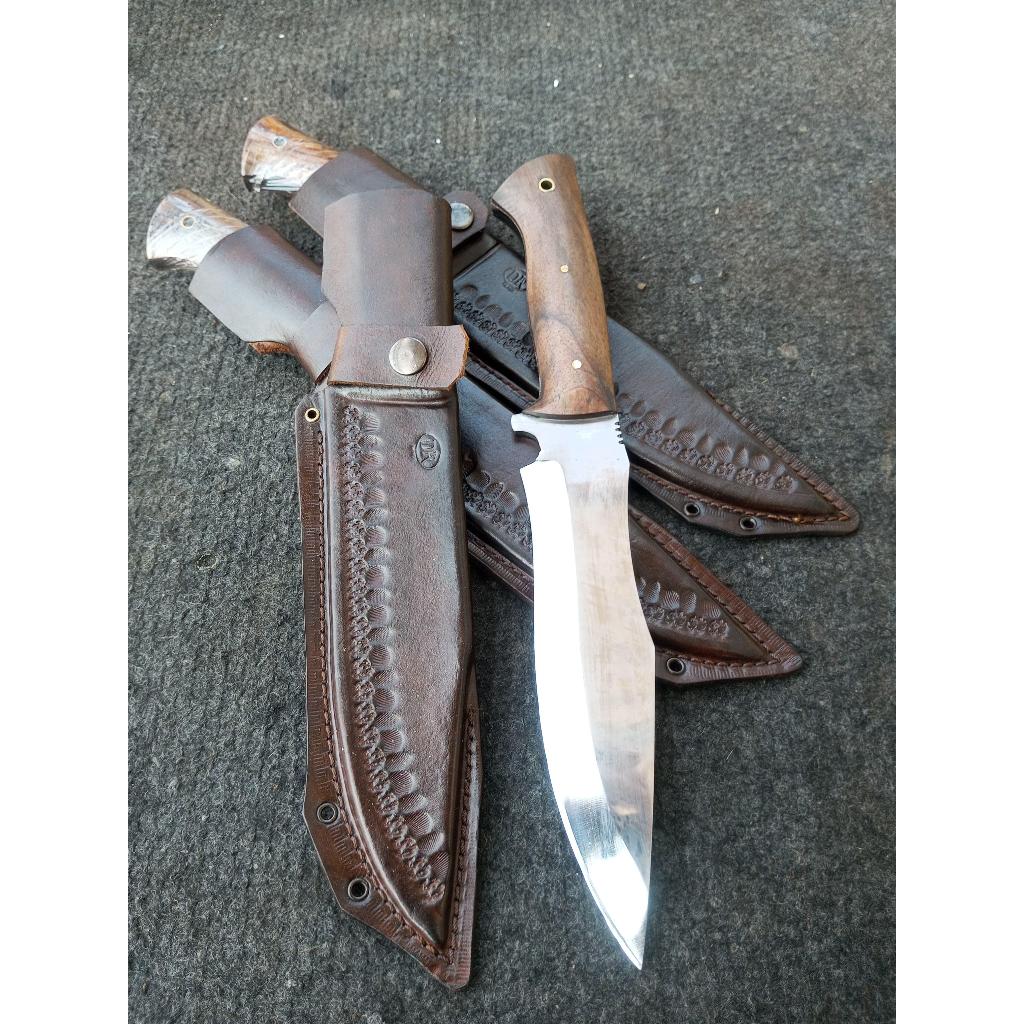 PISAU SURVIVAL BUSHCRAFT BUSKREP COKLAT BAJA HSS FULLTANK ASLI 19.5cm