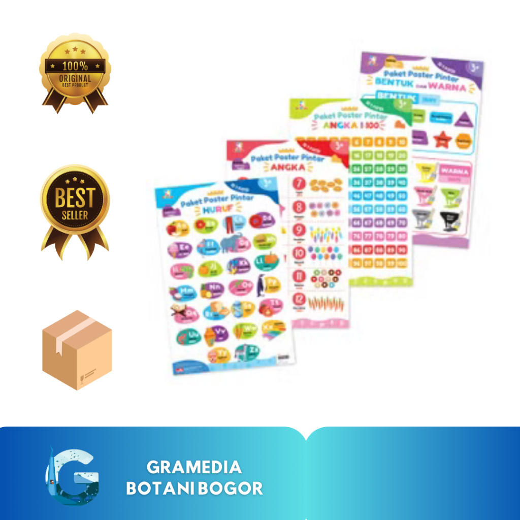 Gramedia Bogor - Opredo Paket Poster Pintar - Huruf, Angka, Bentuk Dan Warna