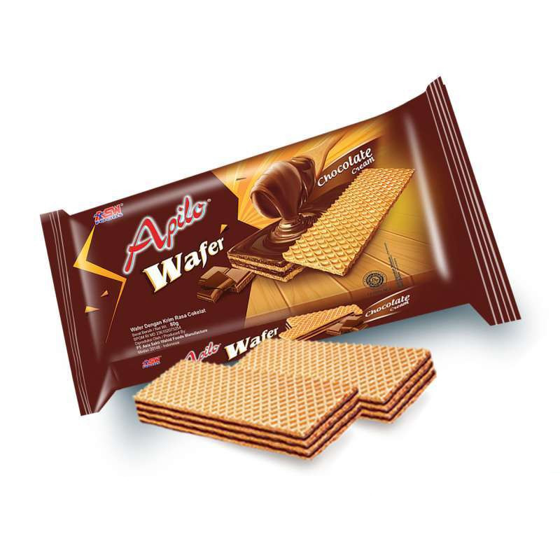 

Wafer Apilo Chocolate Cream/Biskuit Wafer Isi Krim Vanilla Eceran - 70gr