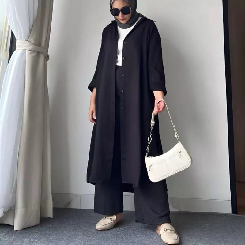 Tunik Jumbo Polos Crinkle Airflow Zeva Kemeja Long Tunik