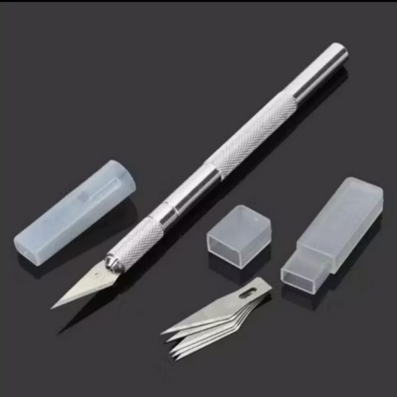 

1 set pisau ukir cutting pen knife gagang + 6pcs mata pisau