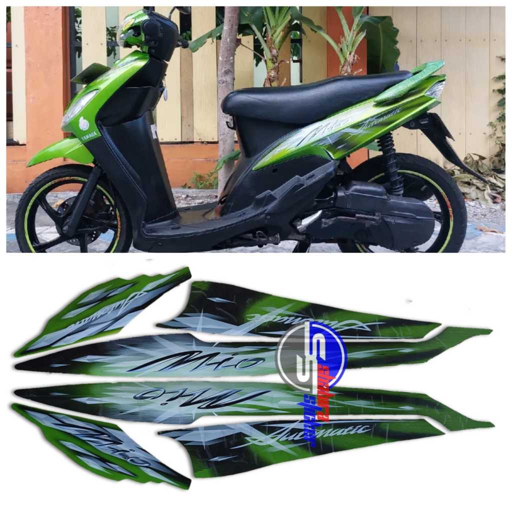 STICKER STRIPING LIS LES BODI MOTOR MIO SPORTY CW MIO SMILE 2009 HIJAU