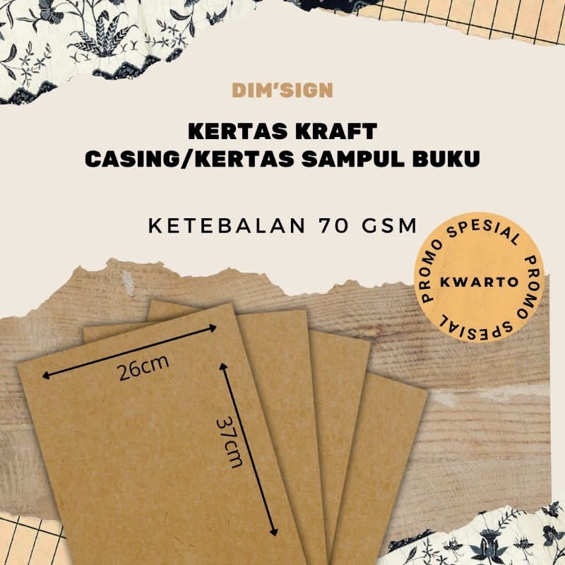 

kertas coklat kraft sampul buku ketebalan 70 gsm ukuran A4/A3/kwarto