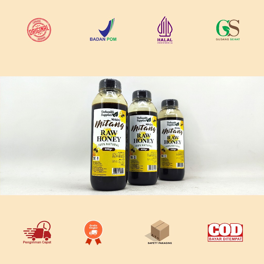 

Manado Dehealth Supplies Madu Mitang 600 Gram Botol Plastik - Madu Mentah Asli