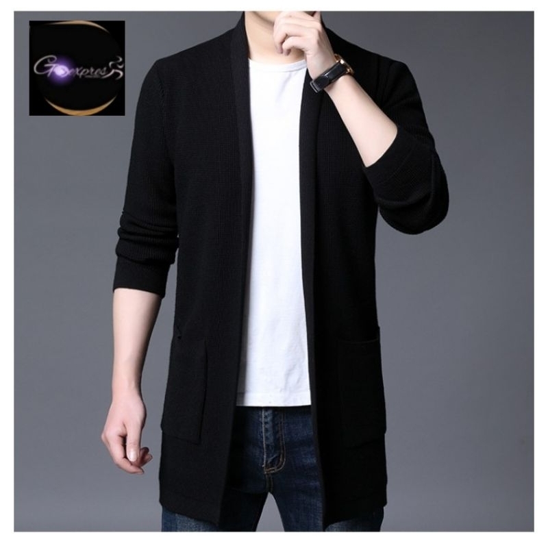 Sweater Rajut Panjang/Sweater Mantel Pria/Blazer Rajut Korea
