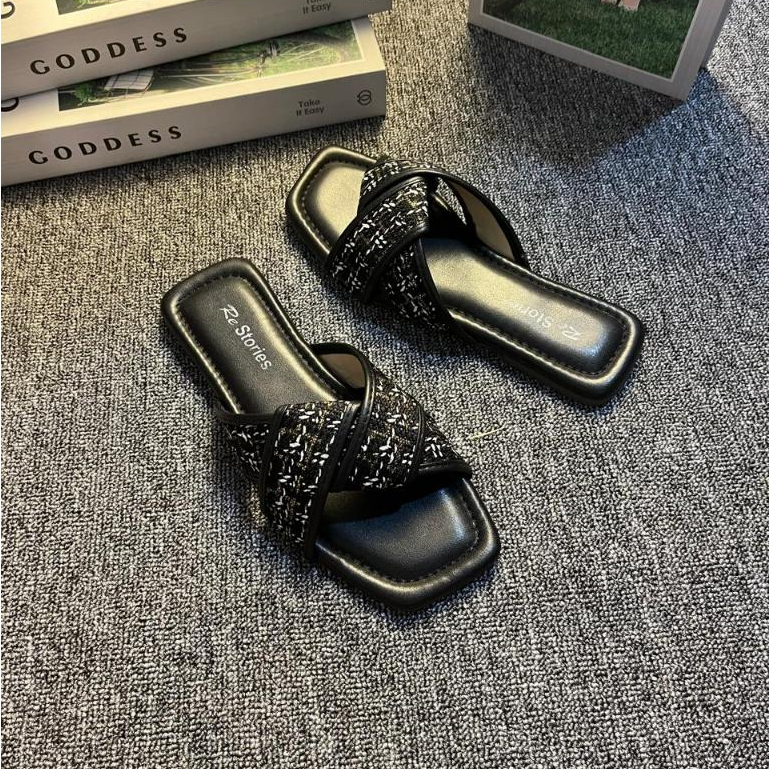 RE STORIES SANDAL WANITA SALSA BILA TRENDY DUBLE FULL BUSA SOL KARET ANTI SLIP