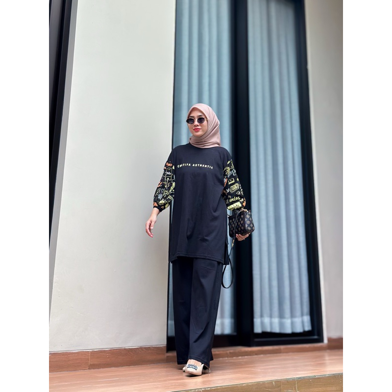chatifa authentic set KAIRA | setelan tunik combed | setelan daily ternyaman