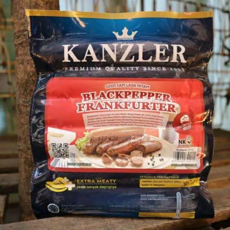 

kanzler sausages blackpepper frankfurter 360grm / sosis sapi lada hitam original /rasa daging asli