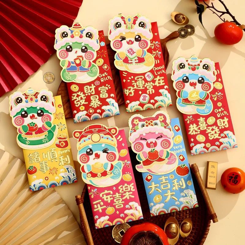 

Angpao Imlek Tahun Ular 2025 Angpau Persegi Segi Empat Glitter 3D Shio Ular / Angpao Tahun Baru Cina / Angpao Imlek Ular 2025