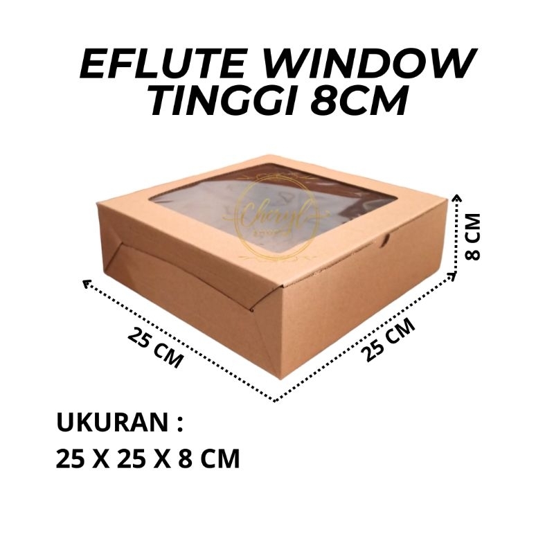 (1 PCS) DOS / DUS KUE EFLUTE WINDOW UK 25 x 25 x 8 Cm / Kardus Box Kotak Hampers Eflute Window