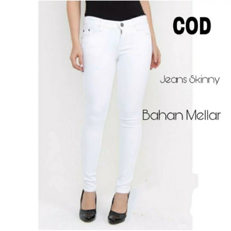 celana panjang jeans wanita putih kekinian~panjang jeans cewek skinny putih