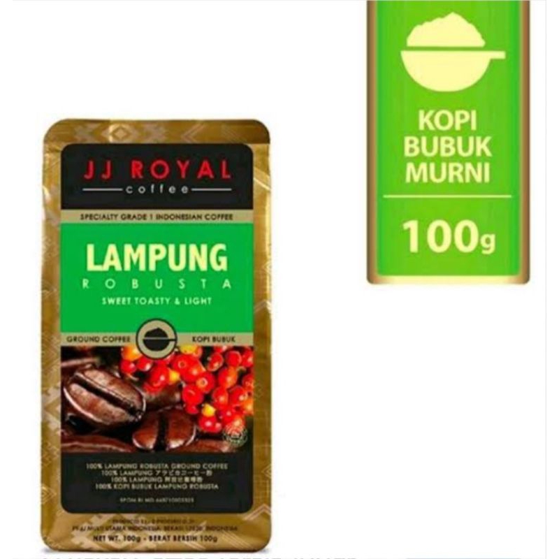 

JJ ROYAL LAMPUNG ROBUSTA GROUND (kopi bubuk) BAG 100 GR