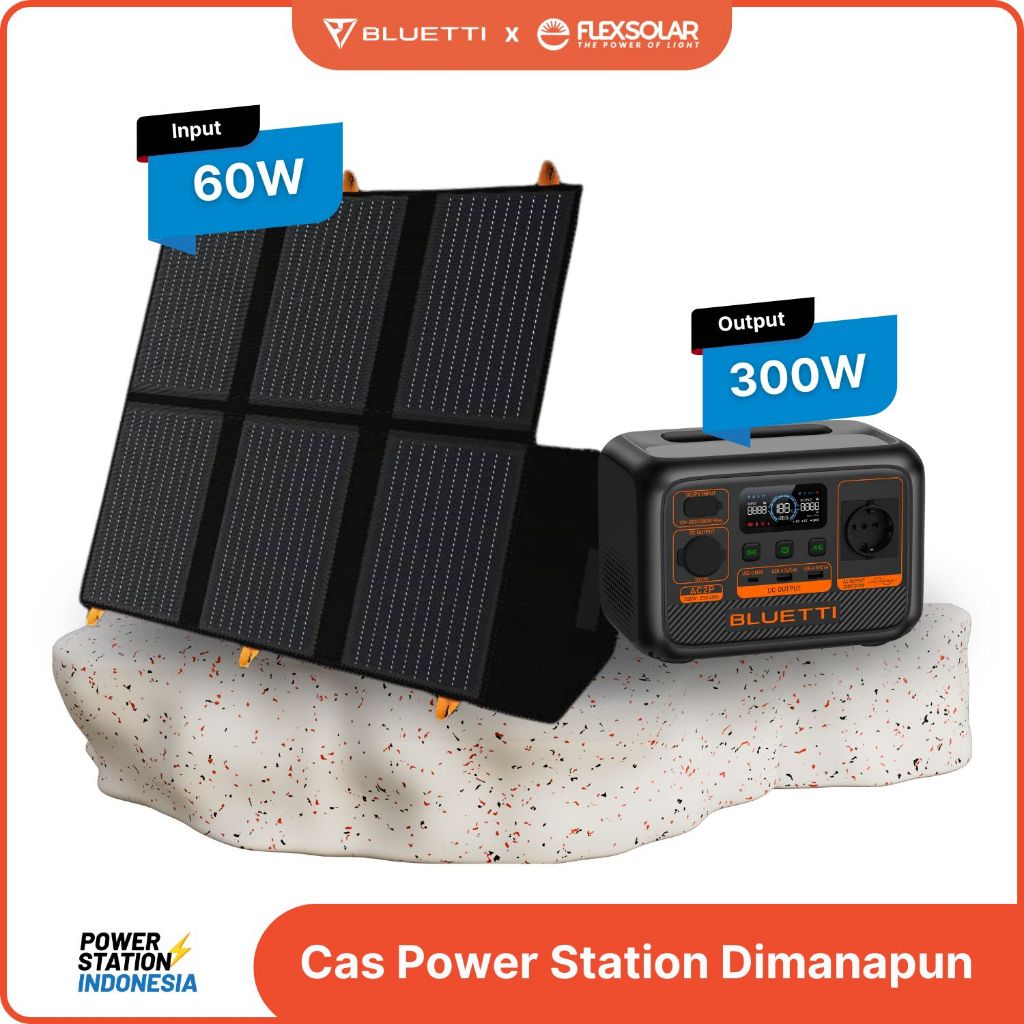 Bundling Power Station Bluetti AC2P + Solar Panel Portable FlexSolar 60 Watt
