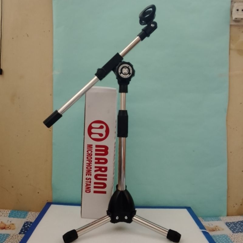 Stand Mic Maruni Pendek Stainless Stel + Japit Stand/Mic