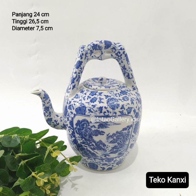 Teko Kansai Keramik Biru Putih