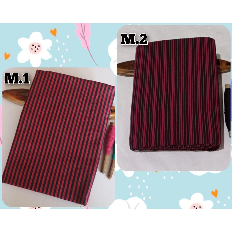 Kain Lurik Merah Maroon Garis Kecil