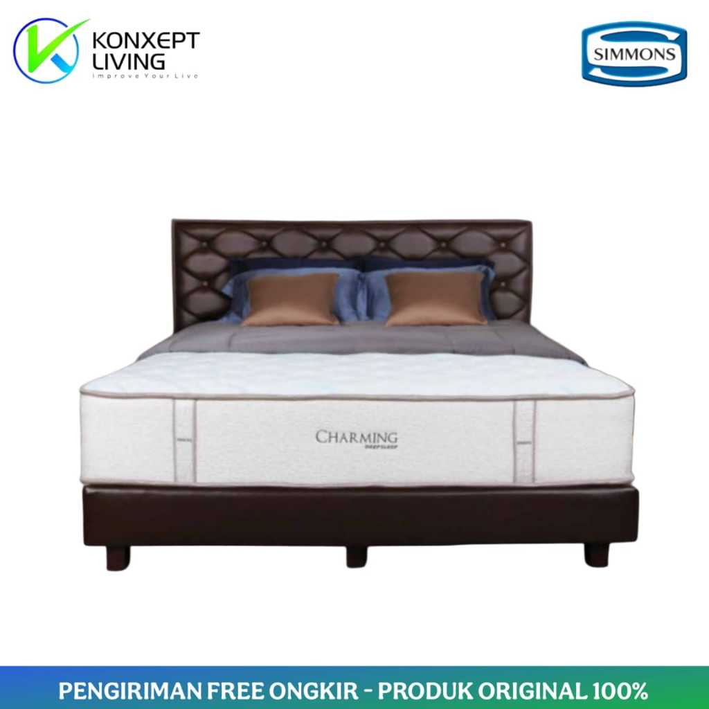 Simmons Springbed CHarming Tebal 37cm Sandaran Riga - Fullset