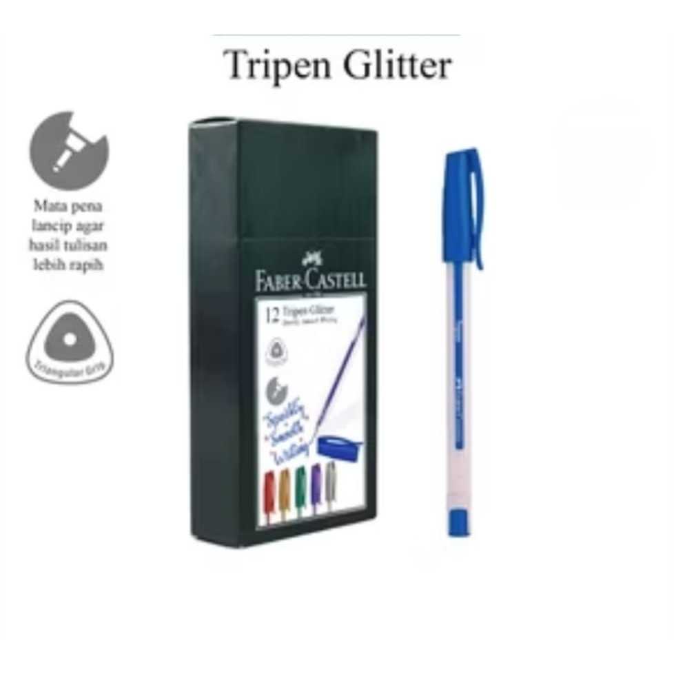 

Pulpen Gel Gliter Biru Faber Castell 547351 Tripen 0,7 mm