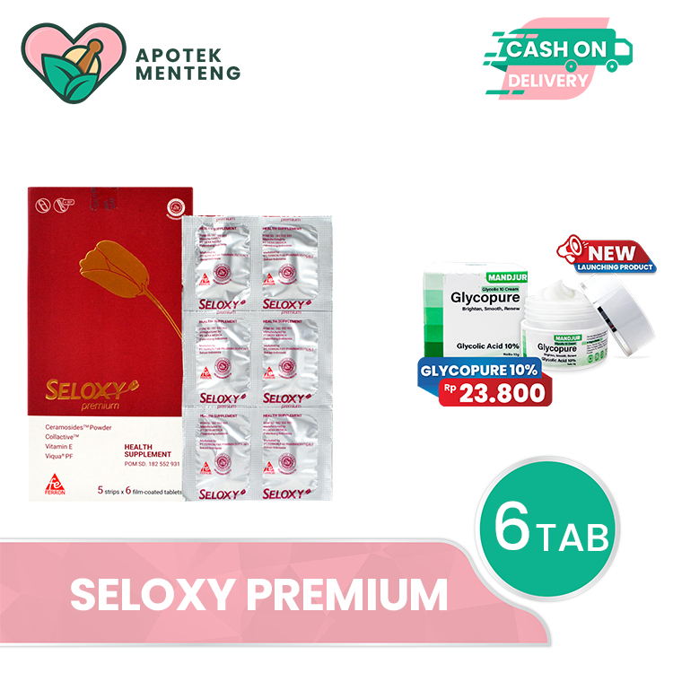 Seloxy Premium 6 Kaplet - Vitamin Kulit Anti Penuaan Dini Anti Kerutan