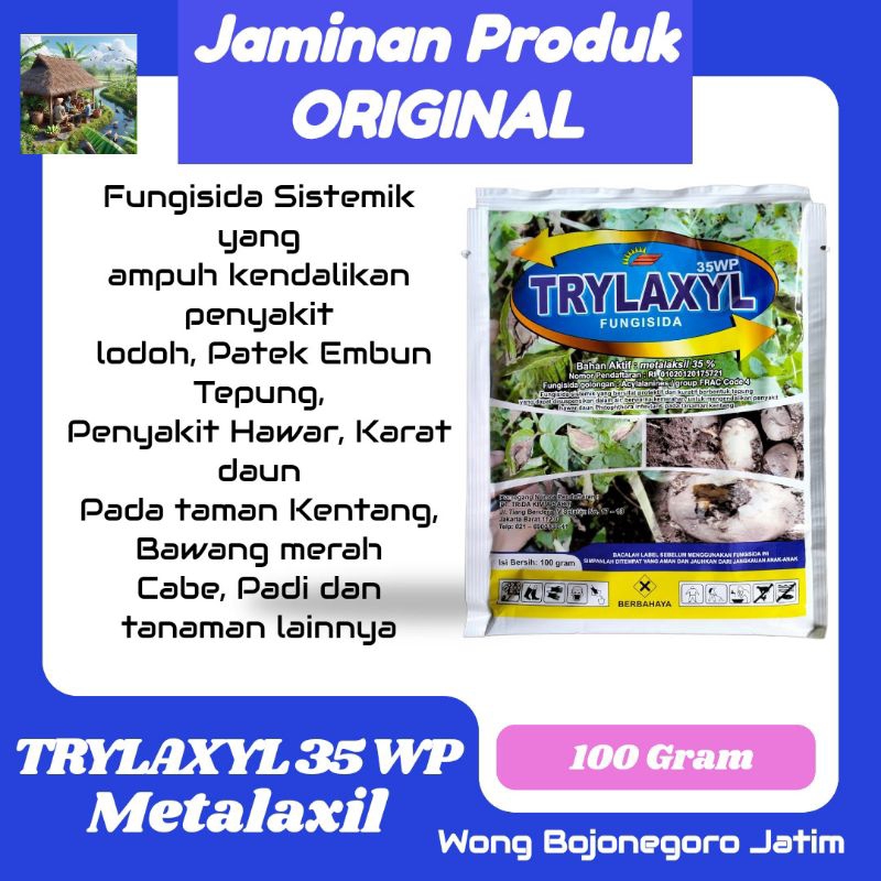 Fungisida Sistemik TRYLAXYL 35 WP Metalaxil Basmi Patek Cabe, Lodoh Bawang Merah dan Krapak Melon 10