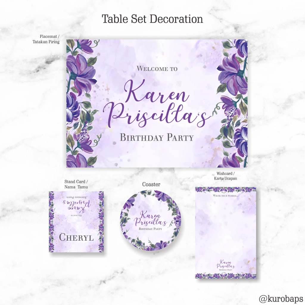 Table Decoration Birthday Engagement Anniversary Purple Flower