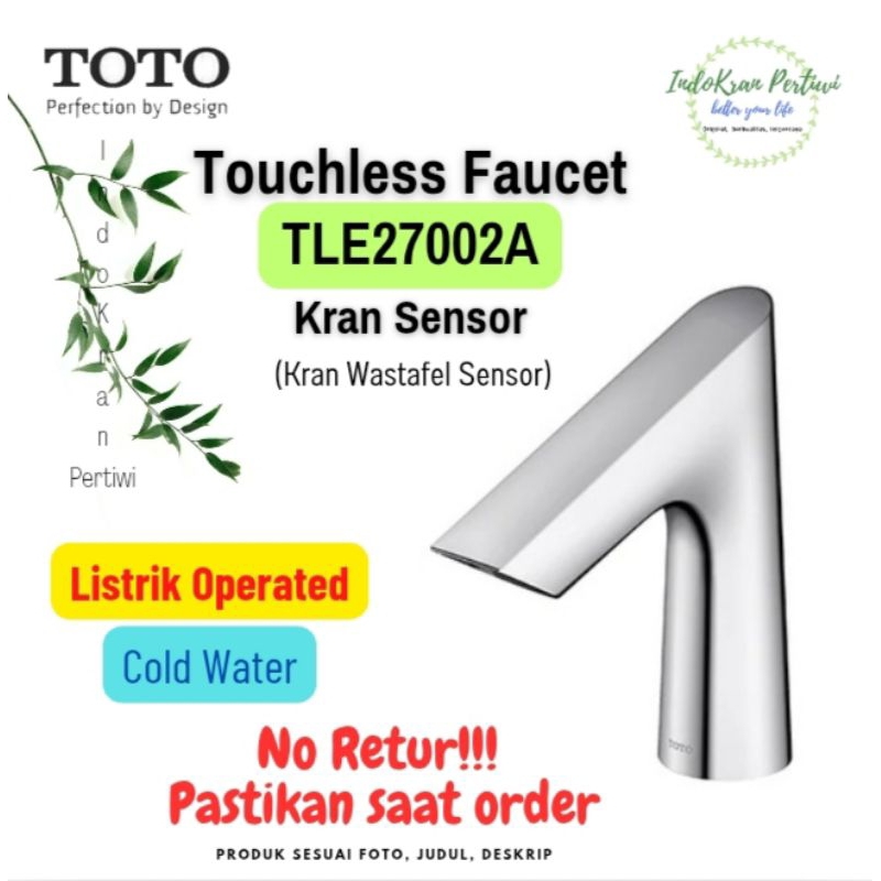 Kran Sensor Wastafel TOTO TLE27002A (Listrik Operated/ Cold Water) /Kran Otomatis Wastafel TOTO/Kran