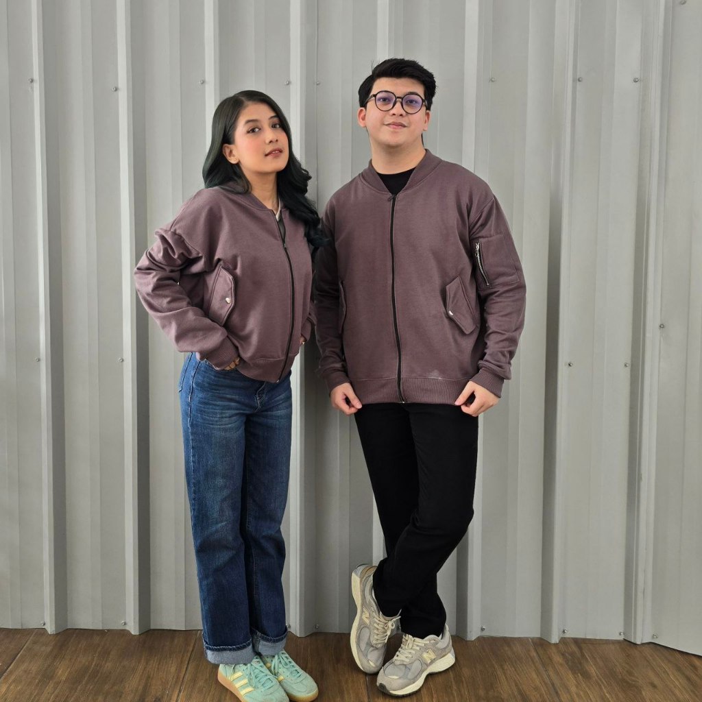 Bomber Isi 2 Jaket Couple Pasangan Hoodie Fleece Tebal Jaket Couple Oversized Jaket Couple Korea
