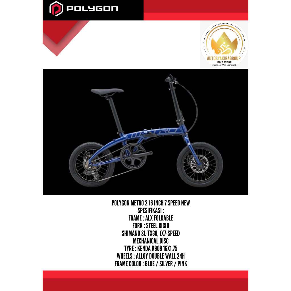 Polygon Metro Sepeda Lipat 16 inch 7 Speed New Ready
