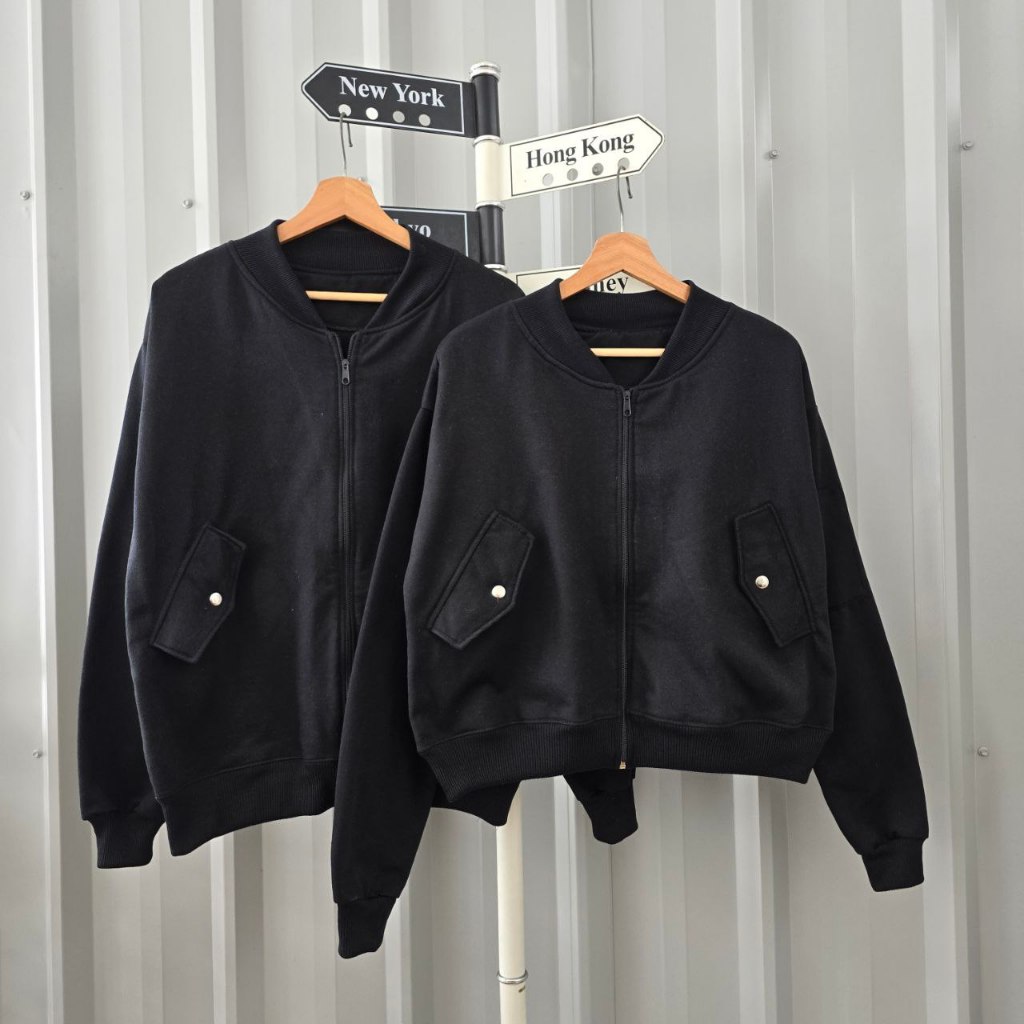 Bomber Isi 2 Jaket Couple Pasangan Hoodie Fleece Tebal Jaket Couple Oversized Jaket Couple Korea