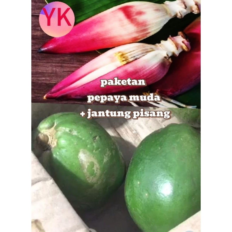 

termurah paketan buah pepaya muda + jantung pisang fress