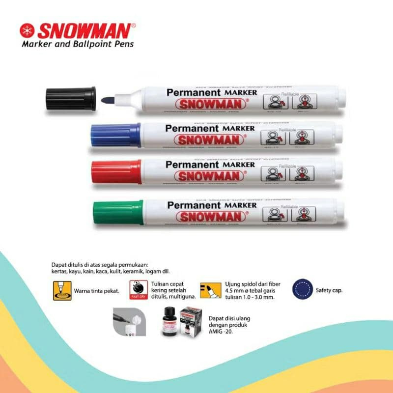 

Spidol Whiteboard \ Snowman Permanet Marker G-12 (PCS)