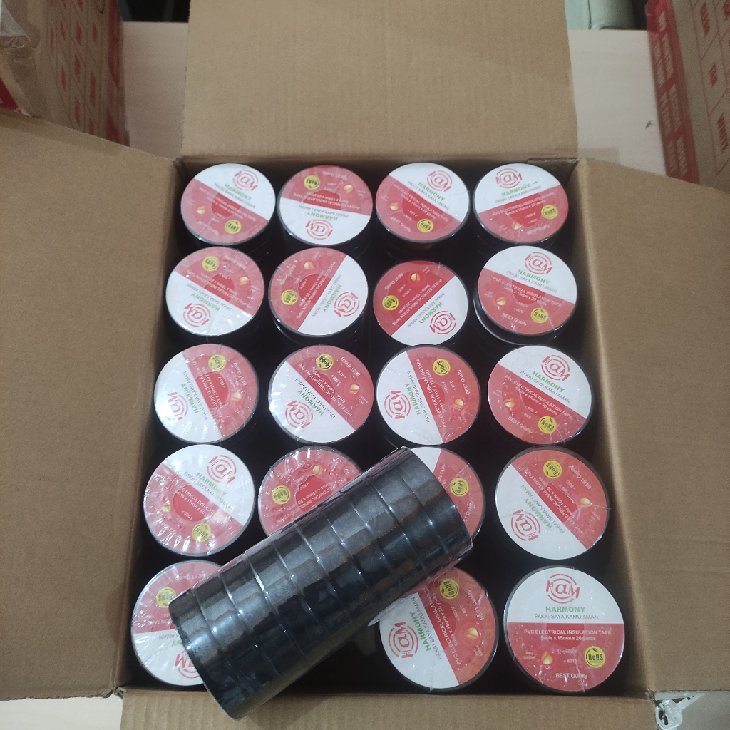 

(1 SLOP ISI 10 PCS) Solasi PVC Listrik - Lakban Kabel Listrik 15 mm x 20 Yard Kualitas Premium