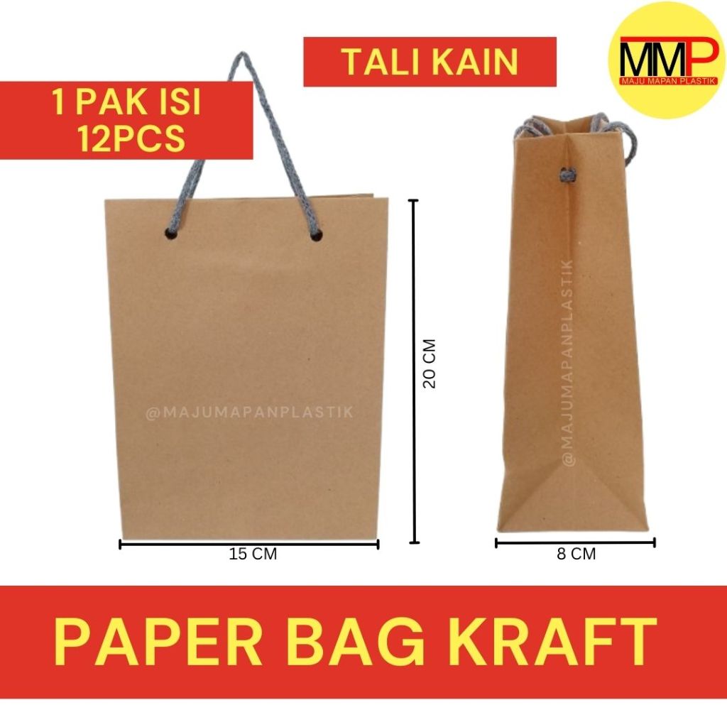 

[12 pcs] Paper Bag Coklat / Kantong Tas Kertas Coklat / Tas Kertas Belanja / Godie Bag Ultah
