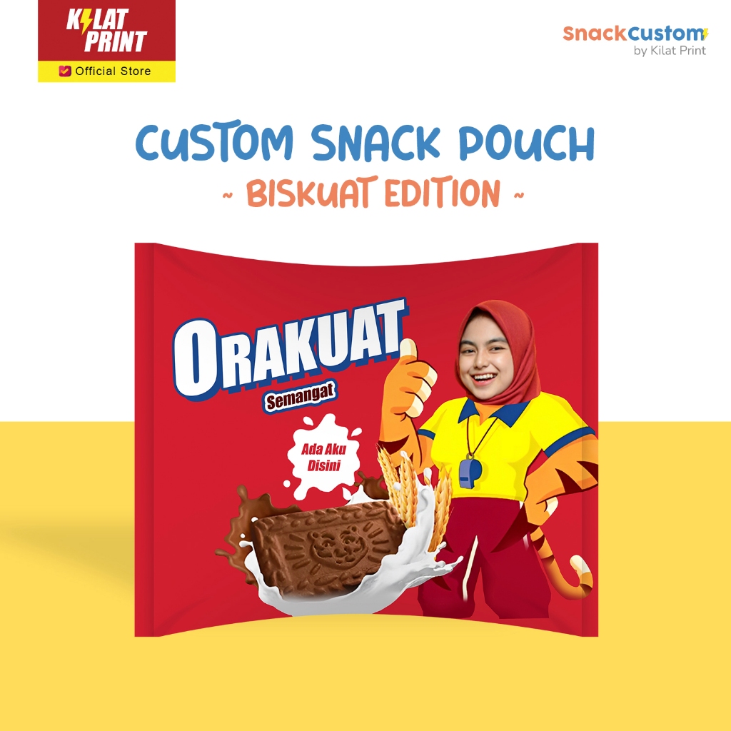 

Snack Custom Foto Teks Bungkus Pouch Jumbo Ala Biskuat