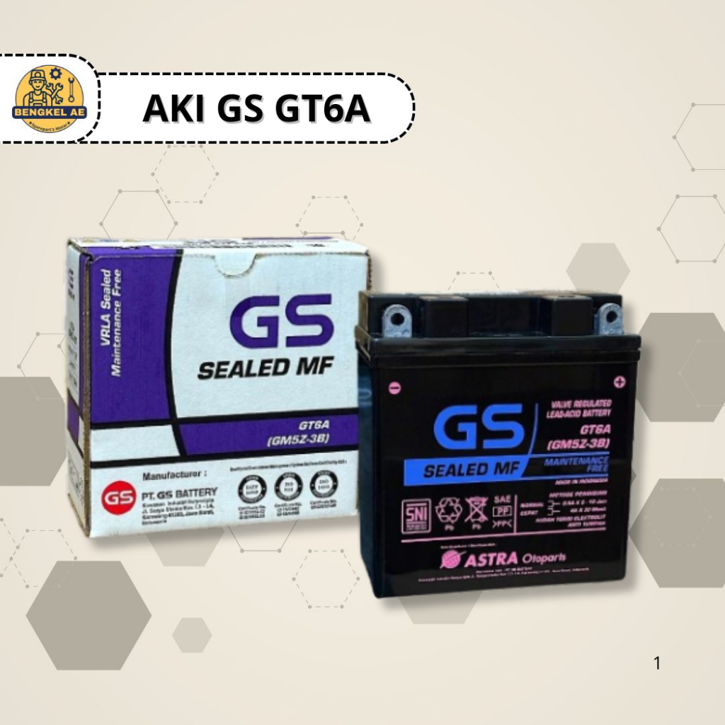Aki GS GT6A || Accu Aki GS GT6A Kering 12 Volt 5 AH Merk Original GS