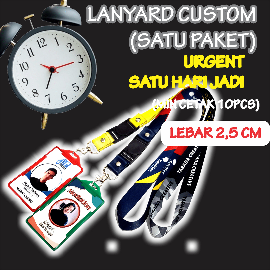 

EXPRESS!!! Cetak Lanyard Sublim 2,5cm SATU PAKET LENGKAP/ tali idcard print 2,5cm (1 HARI JADI)