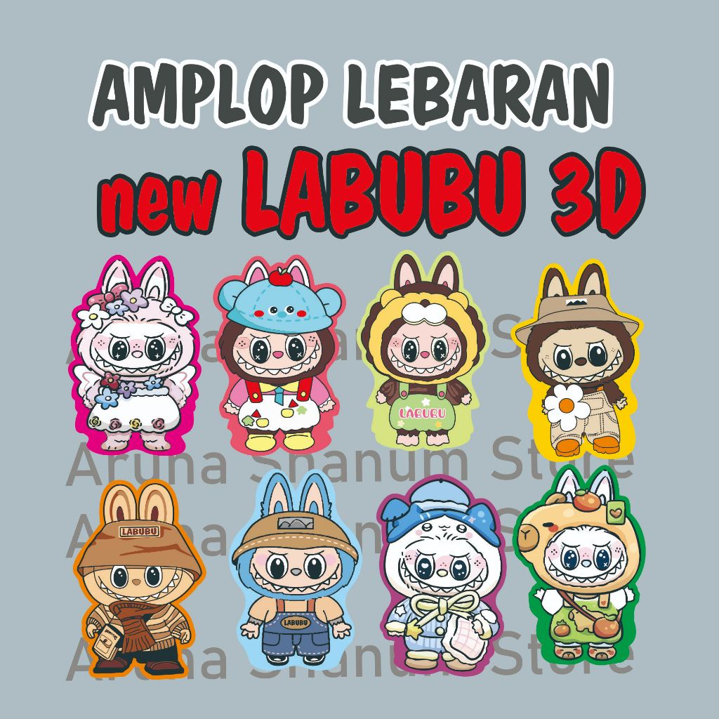 

(8 Pcs) NEW LABUBU isi 8 PCS Amplop 3D Lebaran IdulFitri Imlek Natal 2025