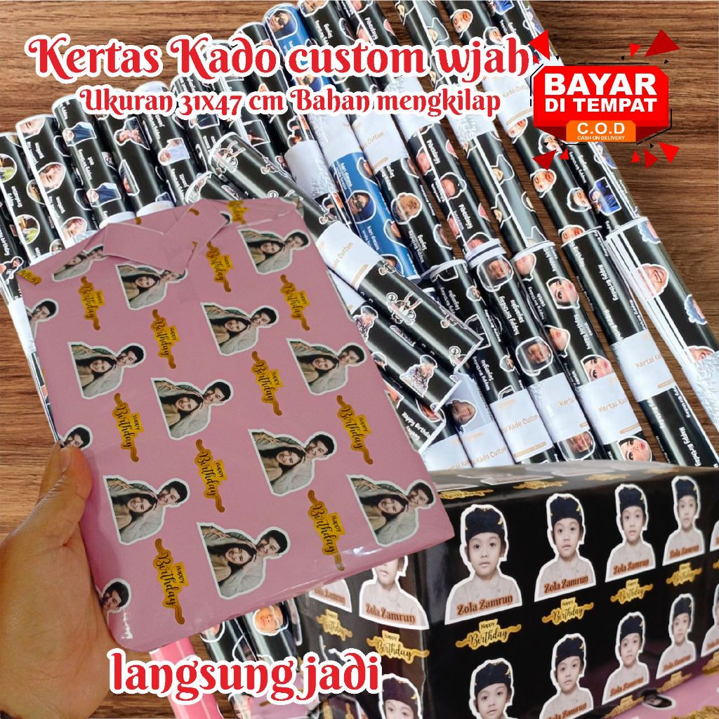 

Kertas Kado Custom Muka Wajah Aesthetic Bisa Tambah Tulisan Free Nama dan Foto Pembuatan 1 Hari Jadi