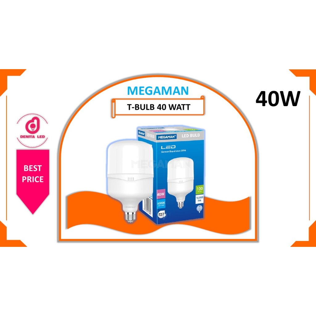 LAMPU LED T-BULB 40 WATT MEGAMAN PUTIH