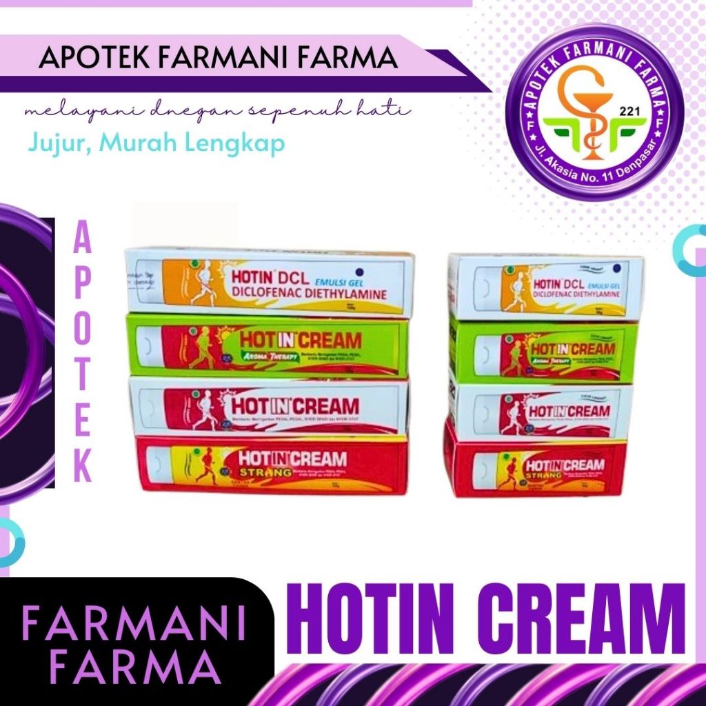 HOTIN CR / HOTIN DCL CR / HOTIN AROMATHERAPY CR / HOTIN STRONG / HOT IN CREAM / HOTIN KRIM / HOTIN D