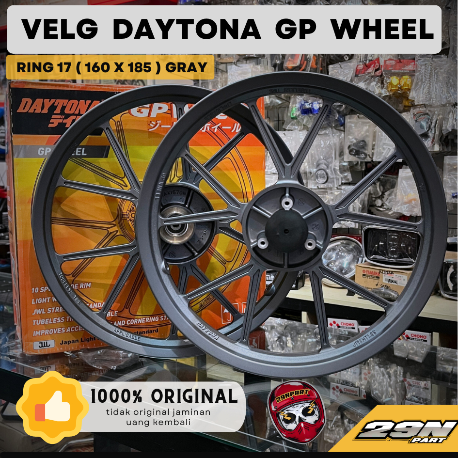 Velg DAYTONA ORIGINAL GP WHEEL Grey 160 185 Ring 17 Cakram Tromol Yamaha Honda Suzuki Rx King F1ZR J