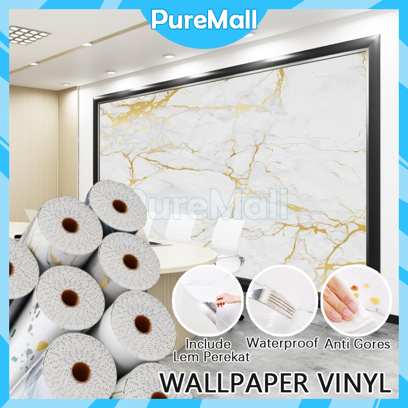 Vinyl Marble Roll 1.2 x 2.8M Wallpaper Dinding Motif Stiker Lemari