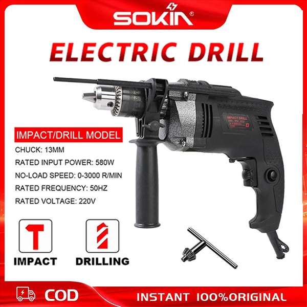 SOKIN Tools Mesin bor listrik Bor listrik 13mm chuck bor listrik alat bor listrik daya 580w bor list