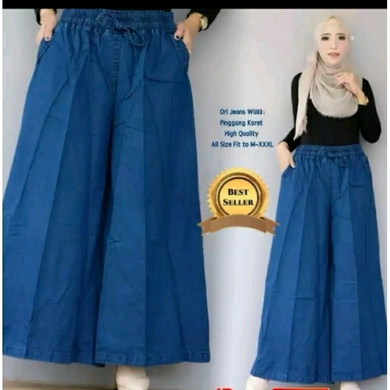 Kulot jumbo//kulot jeans polos//kulot jumbo jeans//kulot standar//celana kulot wanita//celana jeans.