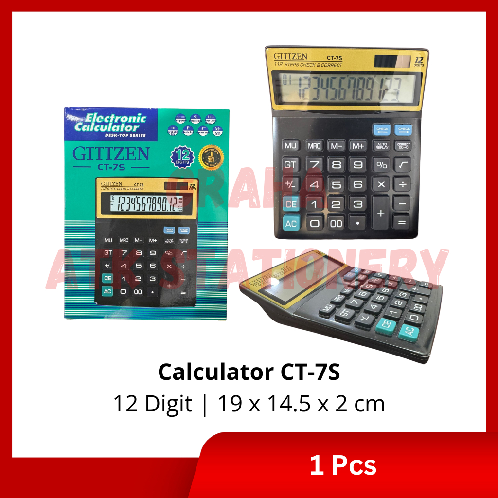 

[1 Pcs] Calculator Electronic 12 Digit CT-7S / Kalkulator Elektronik 12 Digit CT-7S