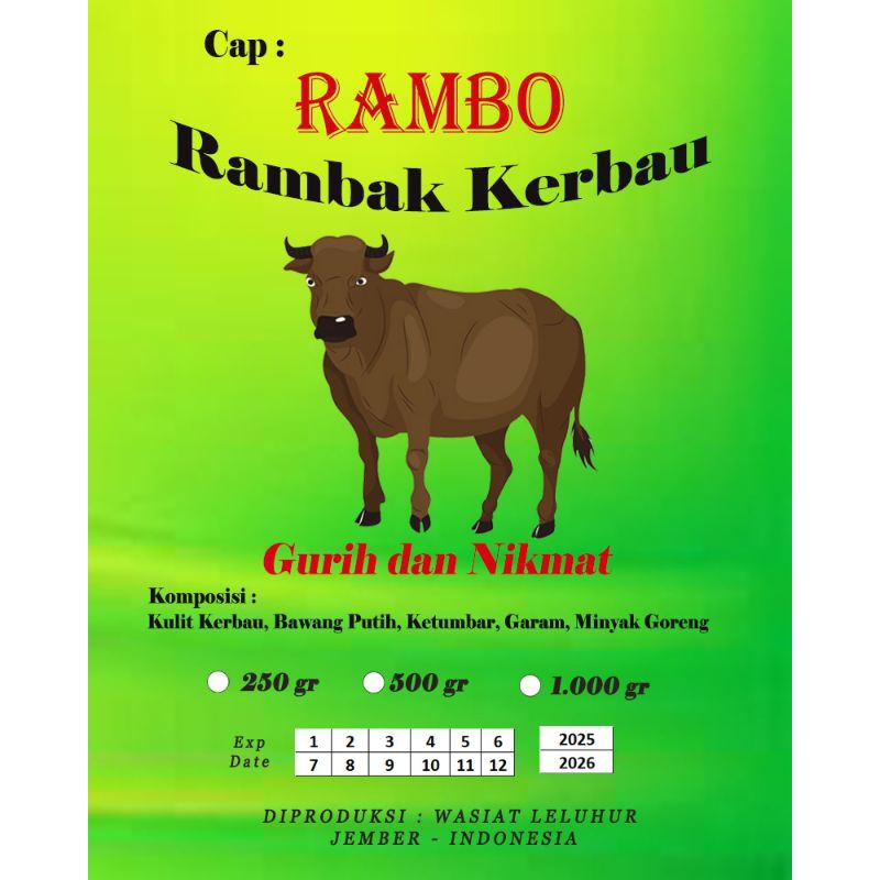 

RAMBO rambak kulit kerbau mentah 250 gr