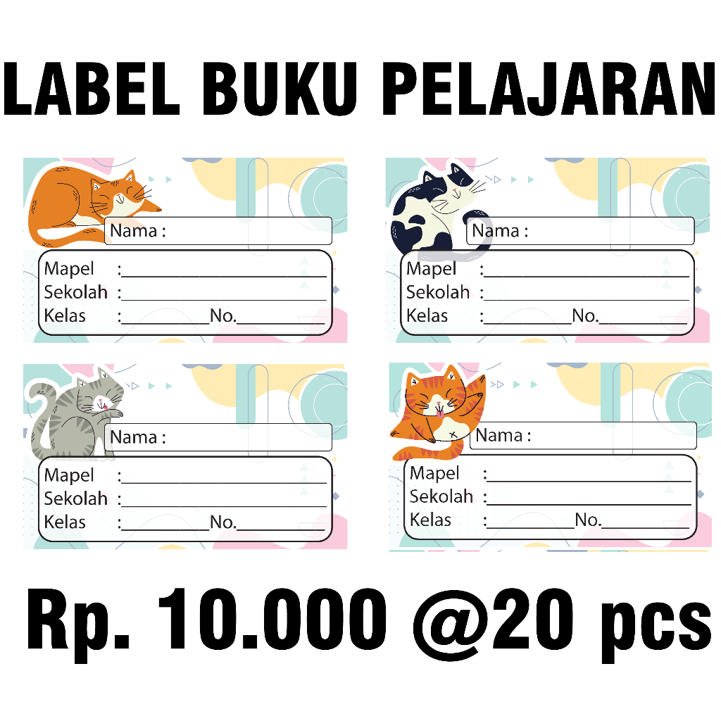 

LABEL BUKU PELAJARAN UKURAN 4X7cm Murah dan berkualitas