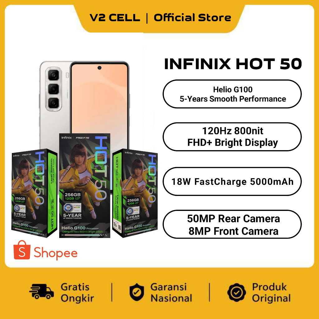 HANDPHONE INFINIX HOT 50 RAM 6/256GB GARANSI RESMI 1TH