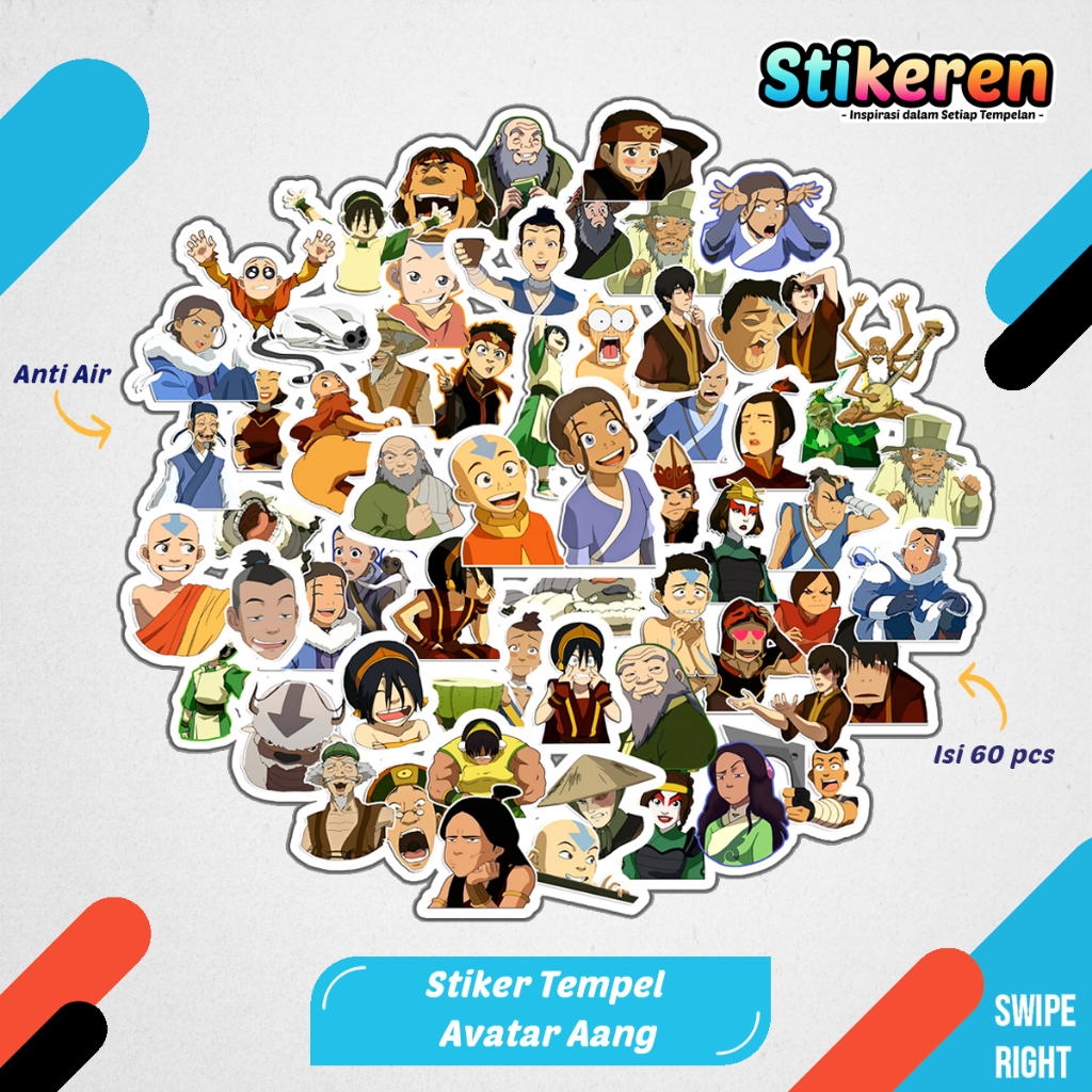

Stiker Avatar Aang ATLA Anime Kartun Film Paper Vinyl Dekorasi Laptop Koper Tumbler Kulkas DIY